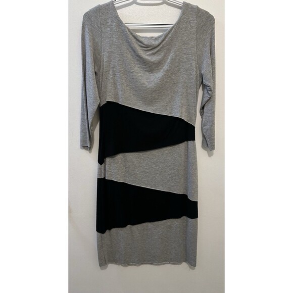 Jude Made in USA Womens M Gray Black Asymmetrical Colorblock Dress - Picture 3 of 5